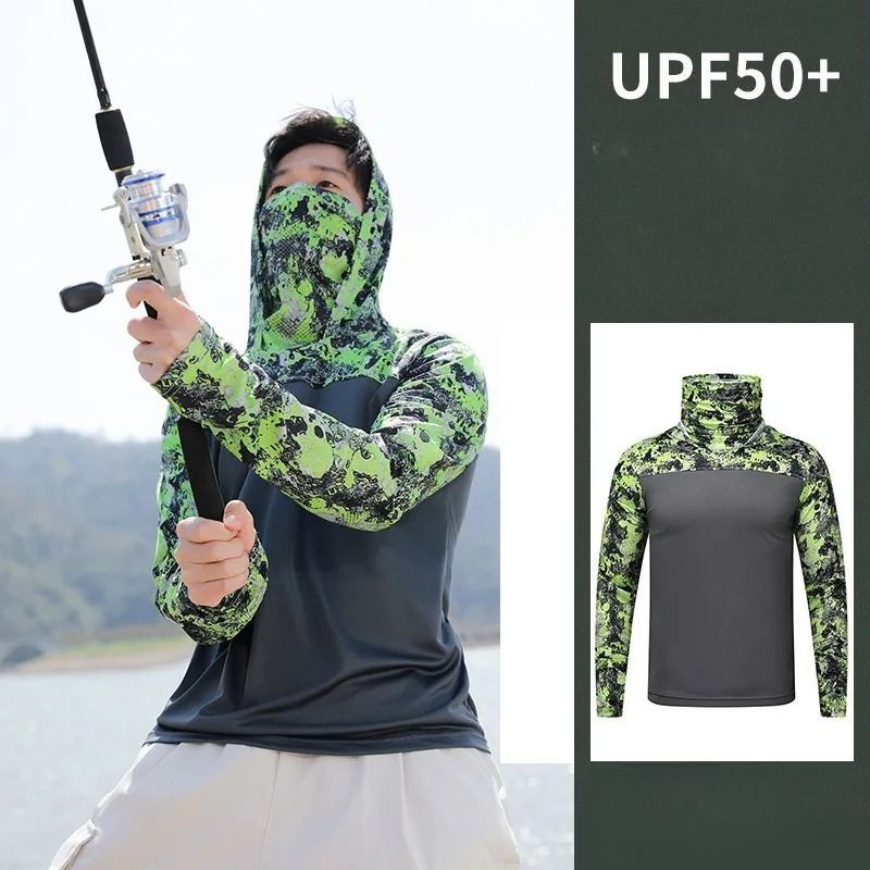 Fishing Shirt Hooded Men Sunsc - Fishing Shirt Uv Protection recensione e prezzo