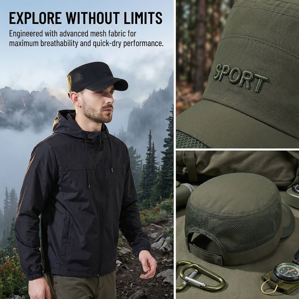 New Adjustable Flat Top Cap Su - Fishing Hat recensione e prezzo