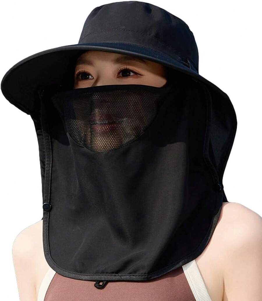 Women Wide Brim Sun Hat With F - Fishing Mask Sun Protection recensione e prezzo