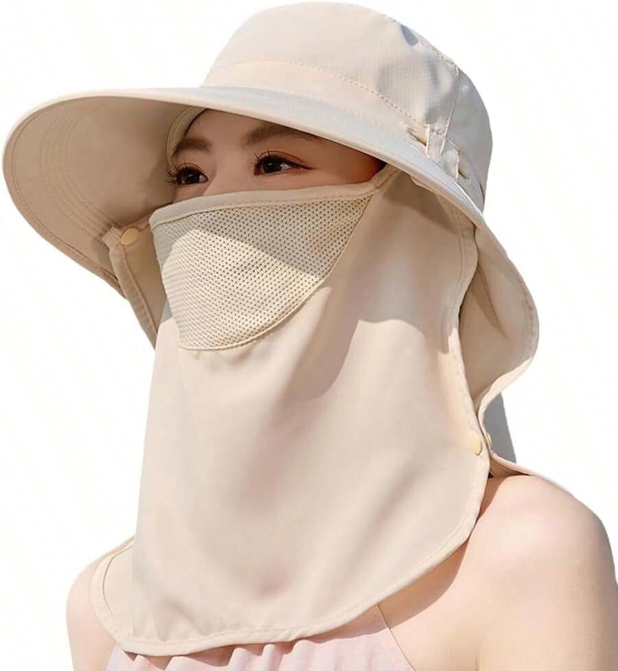 Women Wide Brim Sun Hat With F - Fishing Mask Sun Protection recensione e prezzo
