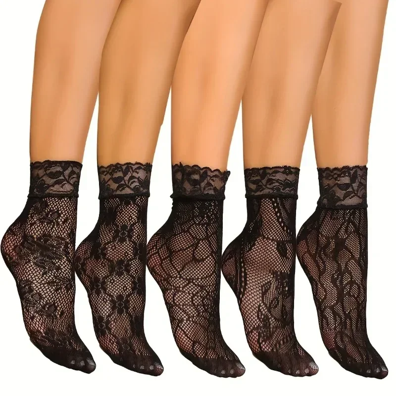 5 Pairs Floral Lace Socks Thin - Fishing Socks recensione e prezzo