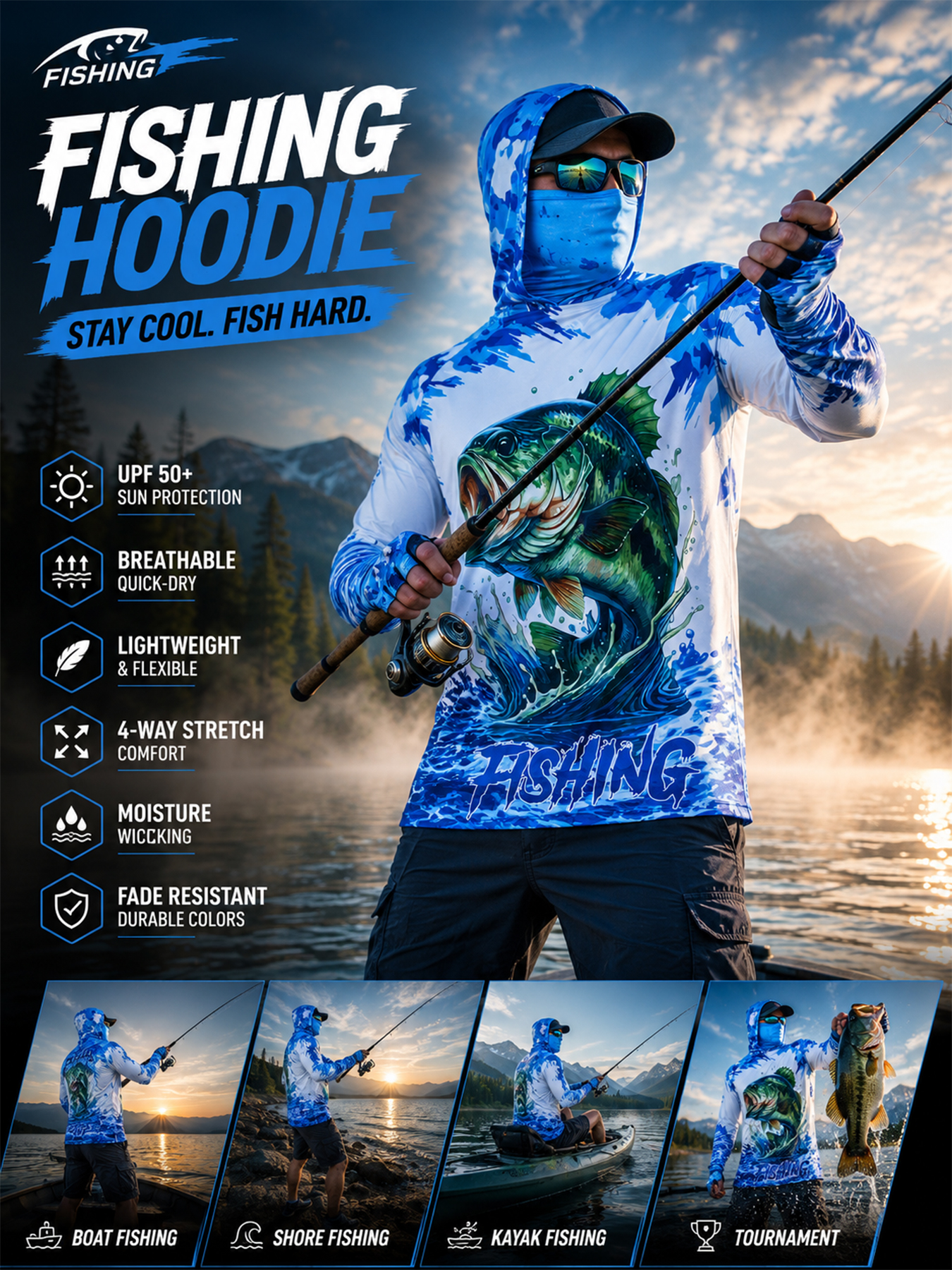 Fishing Hooded Shirt Upf 50 Fi - Fishing Shirt Uv Protection recensione e prezzo