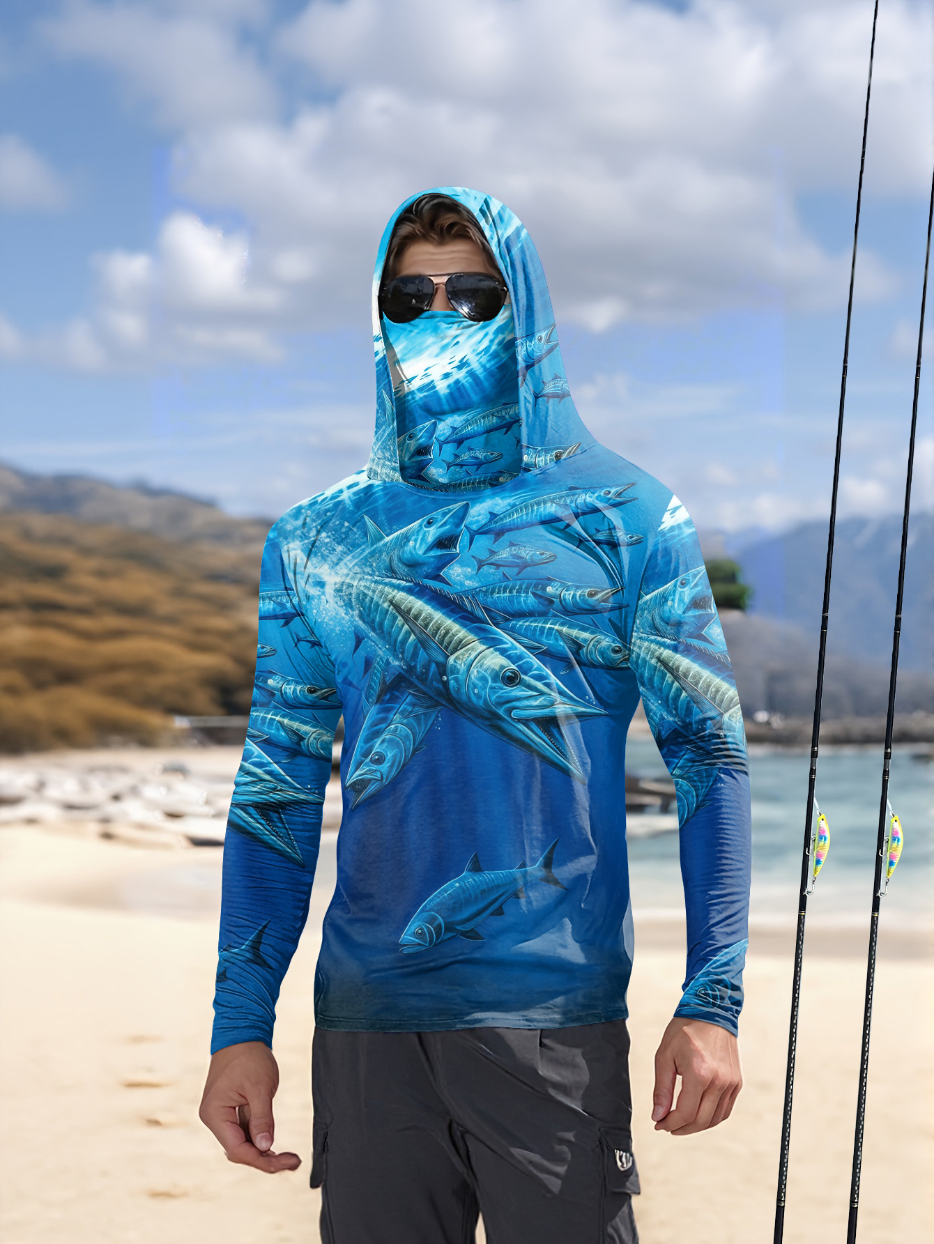 Men Hood Fishing Shirt long sl - Fishing Shirt Uv Protection recensione e prezzo