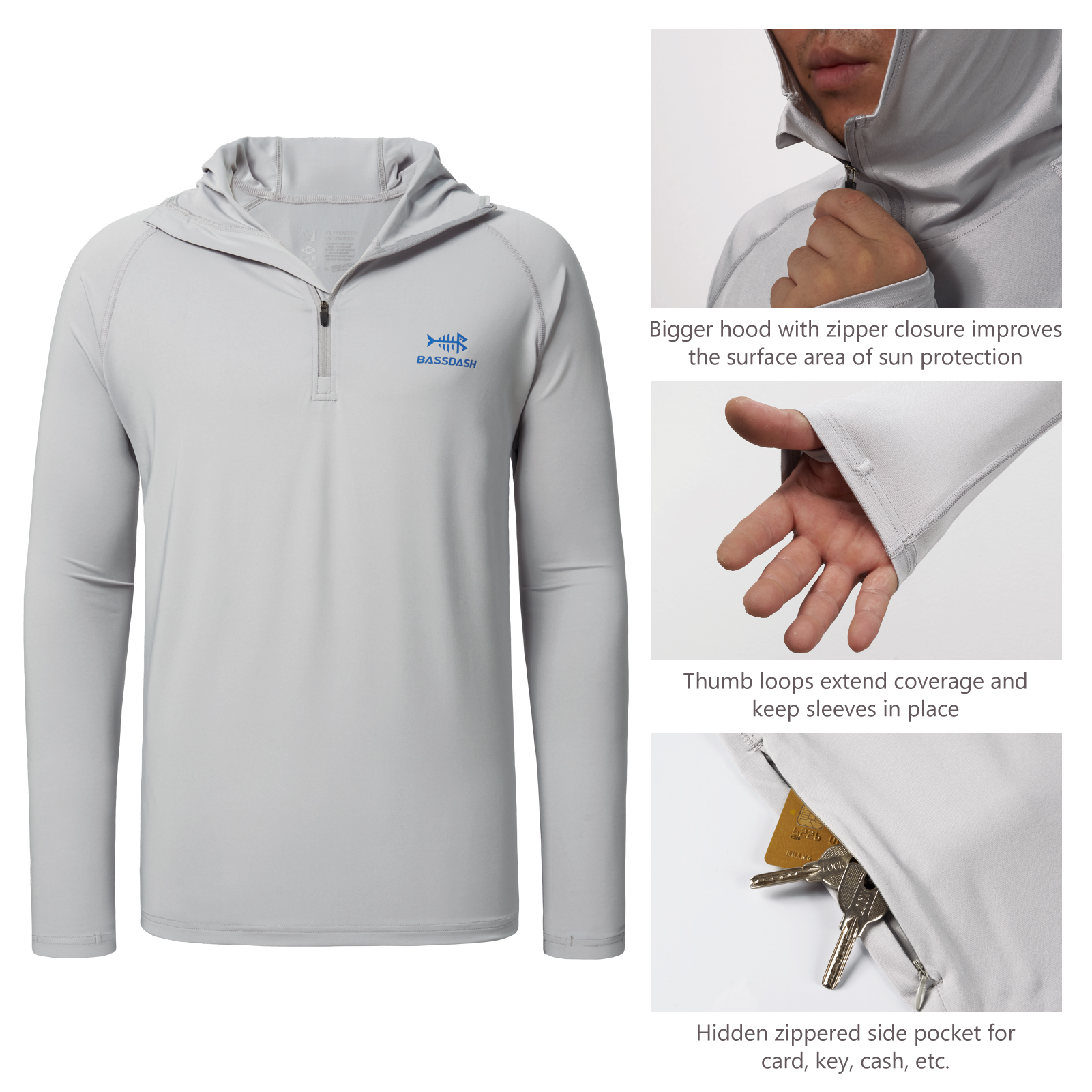Bassdash Men’s UPF 50+ 1/4 Zip - Fishing Shirt Uv Protection recensione e prezzo